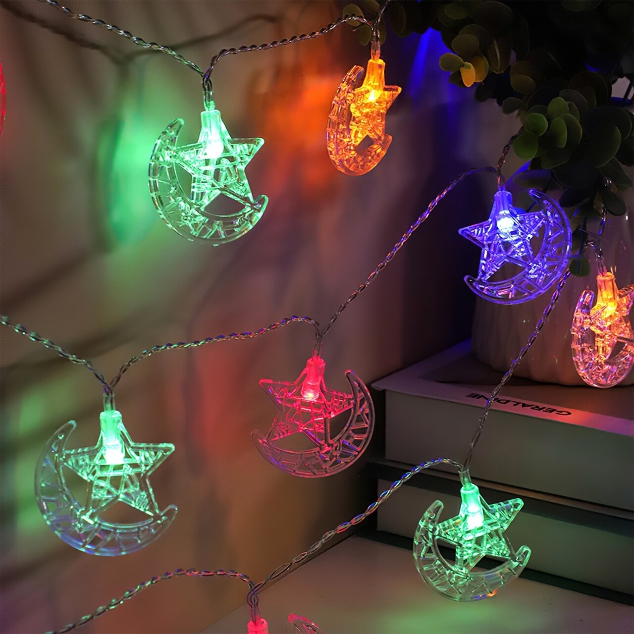 Ramadan Star Moon Crescent String Lights Battery Powered 2 Light Modes 3M